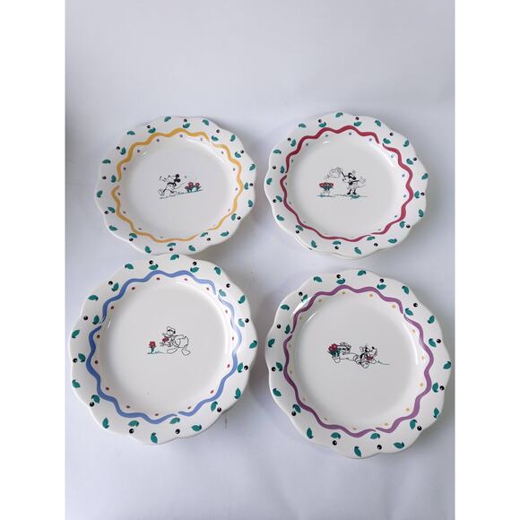 Pflatzgraff Mickey & Co Salad Dessert Plates Set of4 Minnie Donald Goofy Mickey - Picture 1 of 5